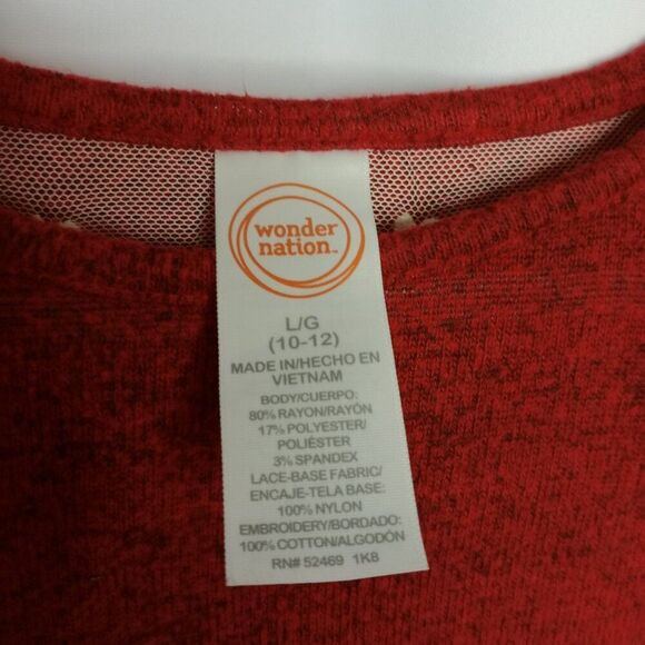 Wonder Nation Girls Rayon Sweater Lace Insert Lightweight Crew Neck Top Large - Picture 6 of 6